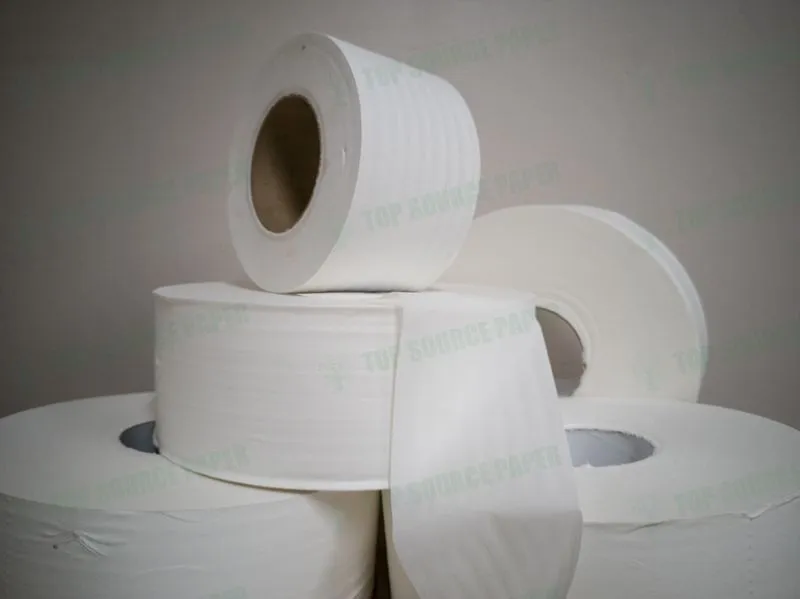 Stack of big white toilet paper rolls on a clear background