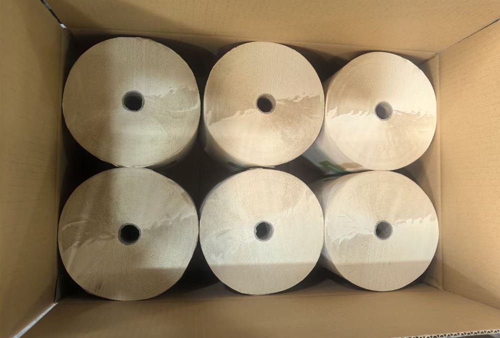 Custom-printed jumbo roll tissue carton