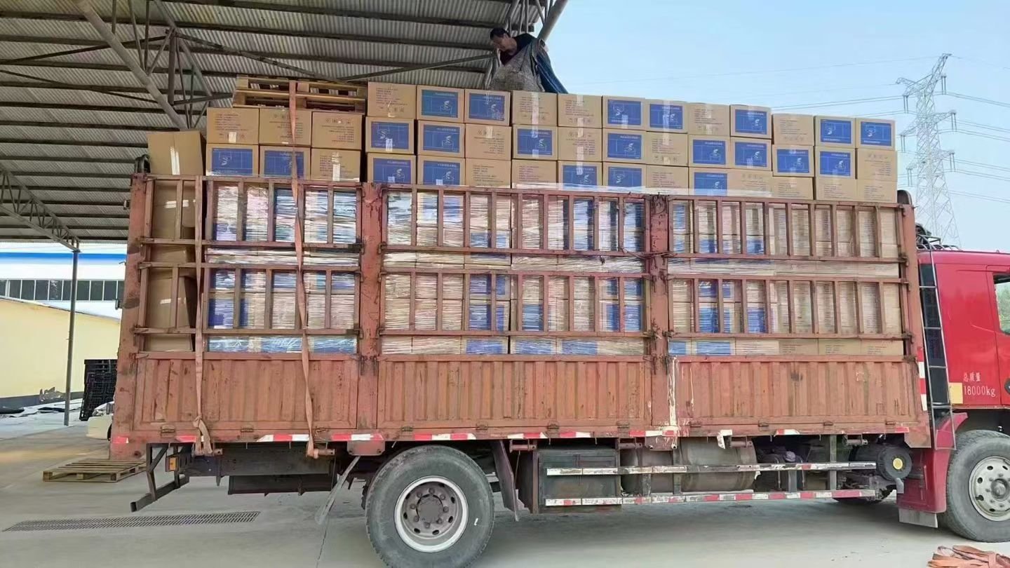 Export cartons of facial tissue loaded into a container